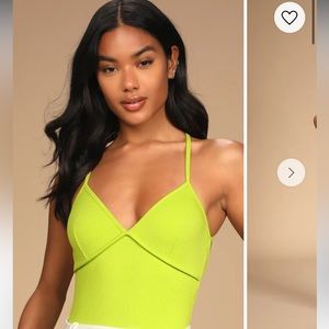 Lulu’s Stand Out Style Bright Green Ribbed Backless Bodysuit